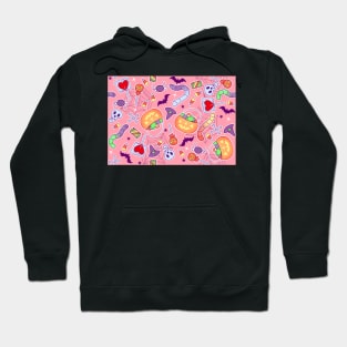 Halloween Candy on pink Hoodie